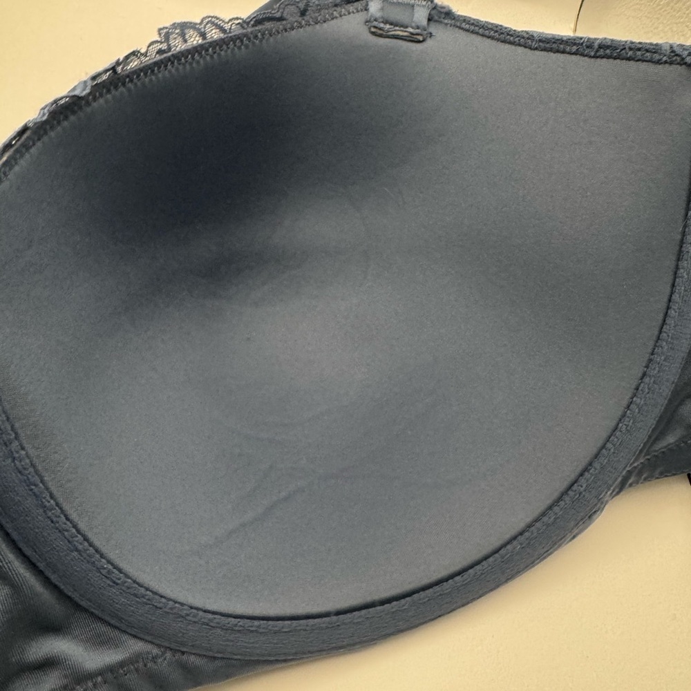 Joyspun Bra Womens Size 44D Blue Floral Lace Underwire Back Closure - Picture 5 of 11